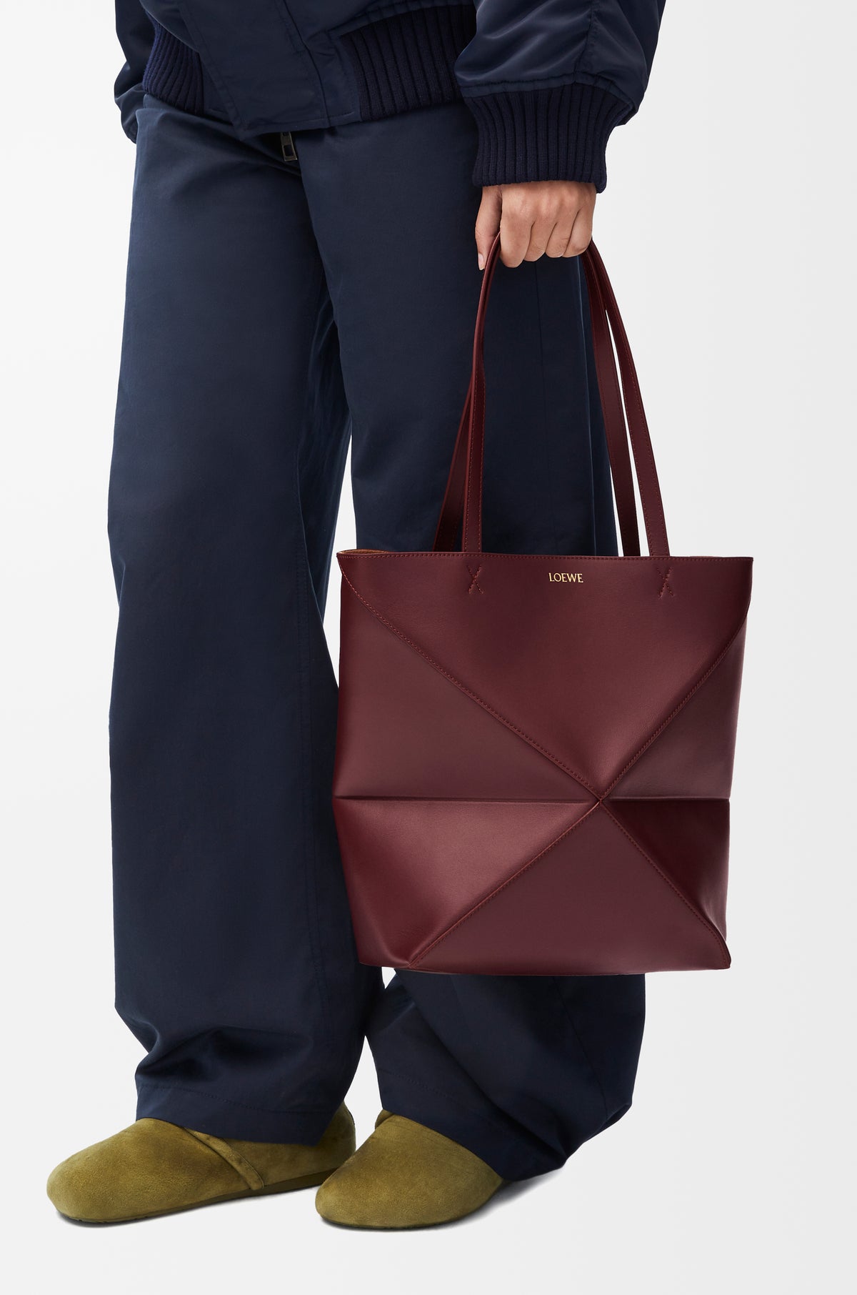 Loewe Medium Puzzle Fold tote in shiny calfskin