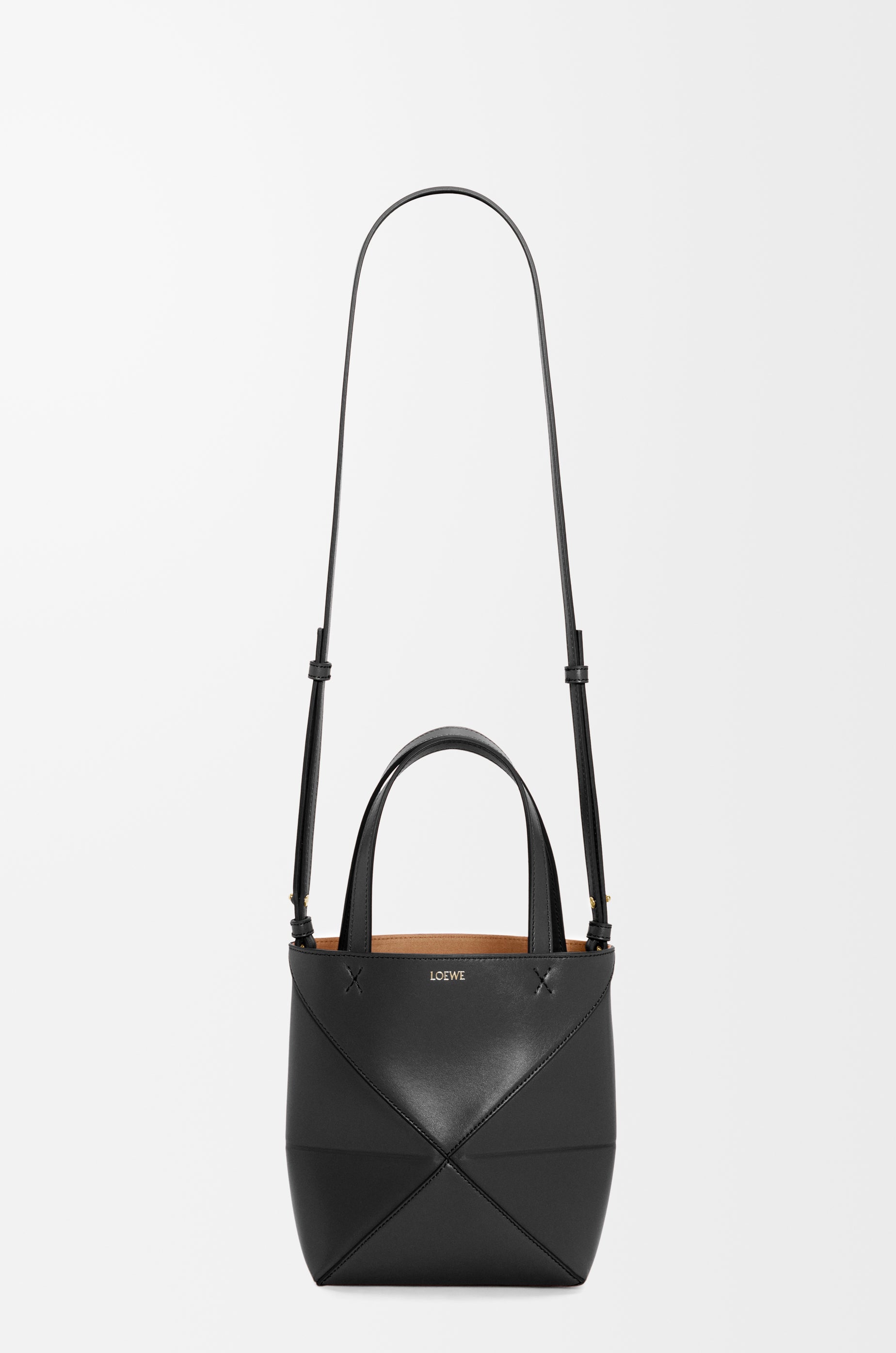 Loewe Mini Puzzle Fold tote in shiny calfskin