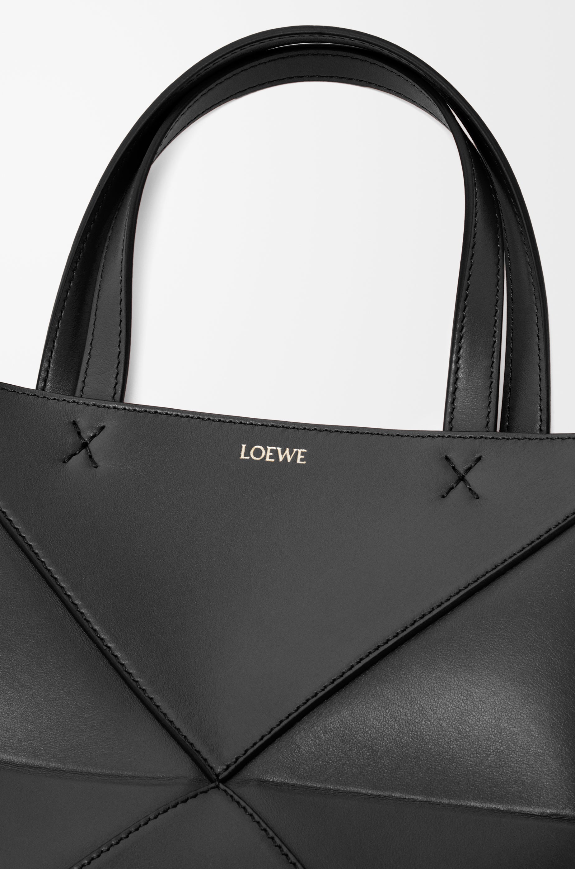 Loewe Mini Puzzle Fold tote in shiny calfskin