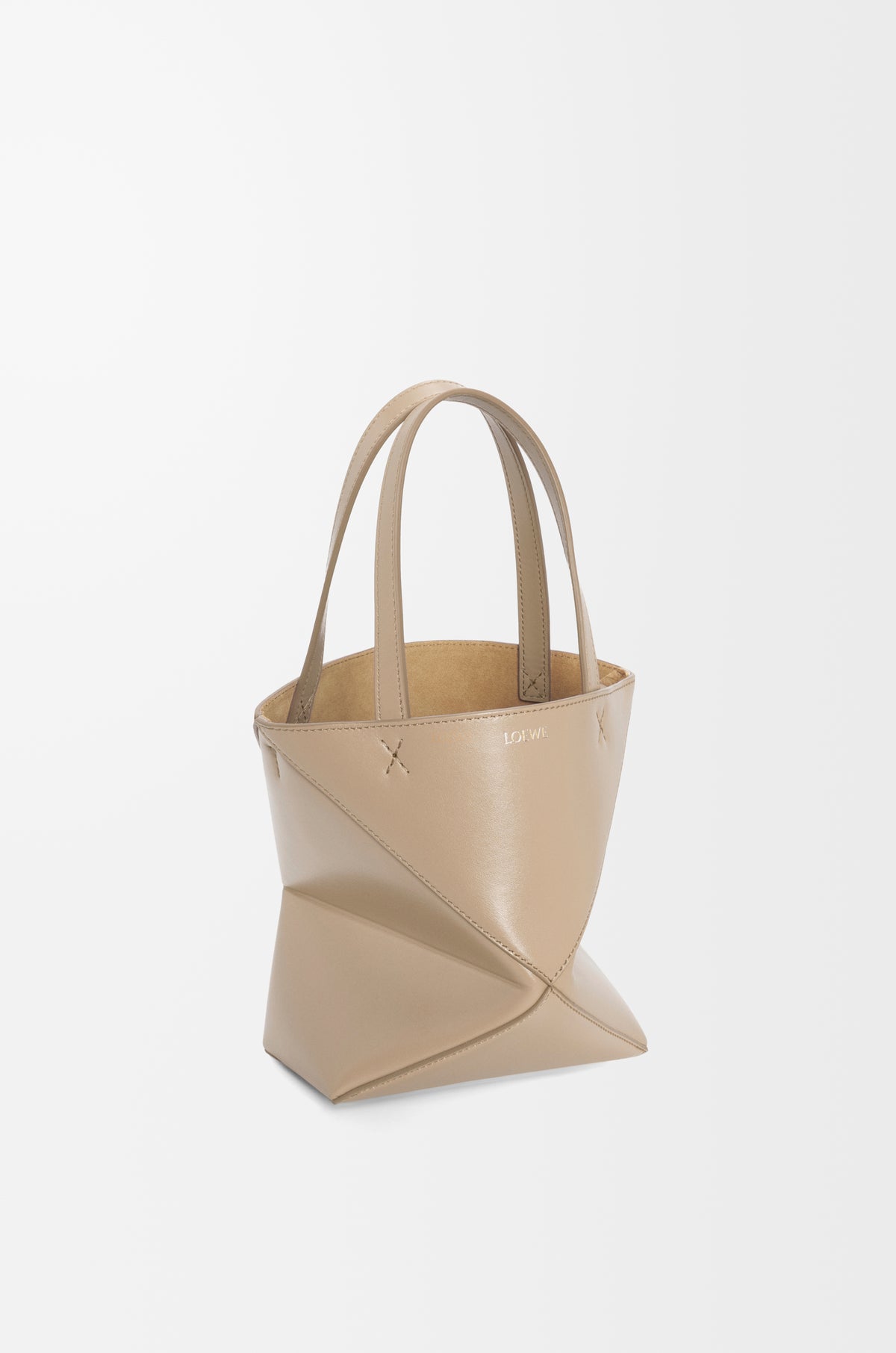 Loewe Mini Puzzle Fold tote in shiny calfskin