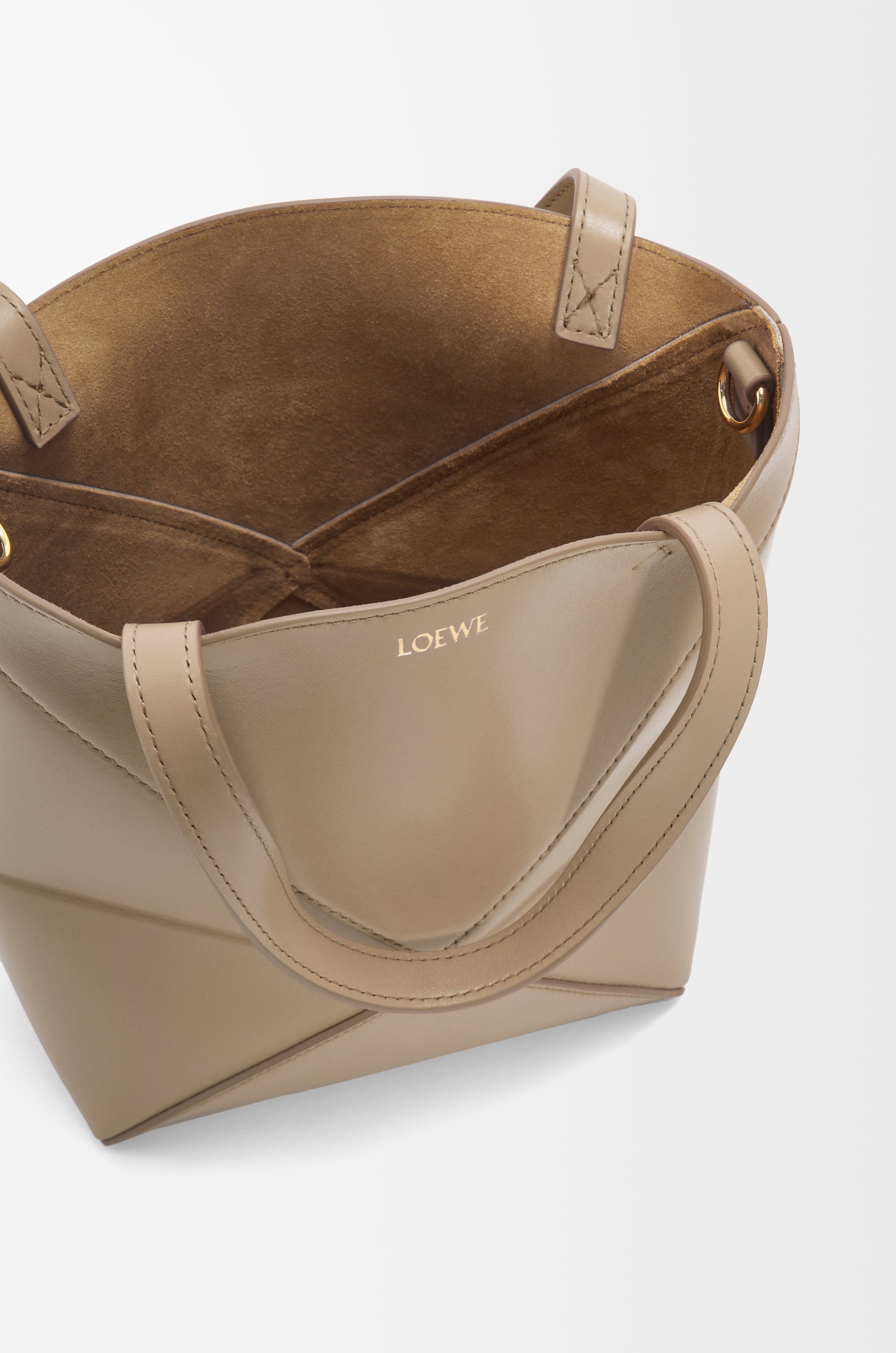 Loewe Mini Puzzle Fold tote in shiny calfskin