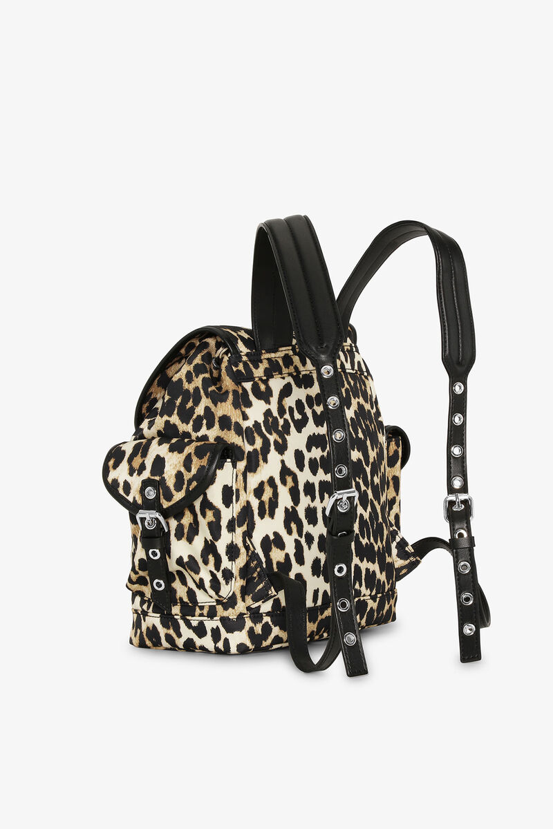 Ganni Leopard Small Nylon Bucky Backpack