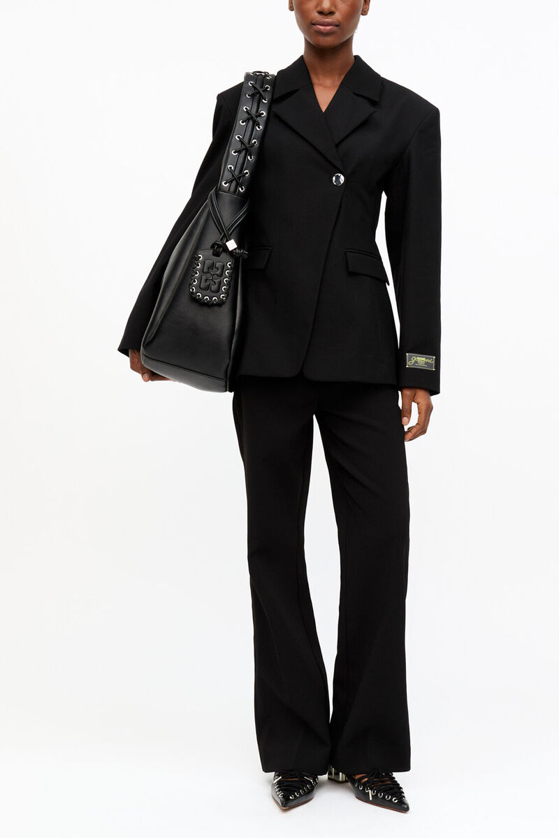 Ganni Black Xxl Hobo Bag