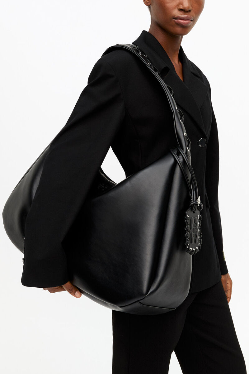 Ganni Black Xxl Hobo Bag