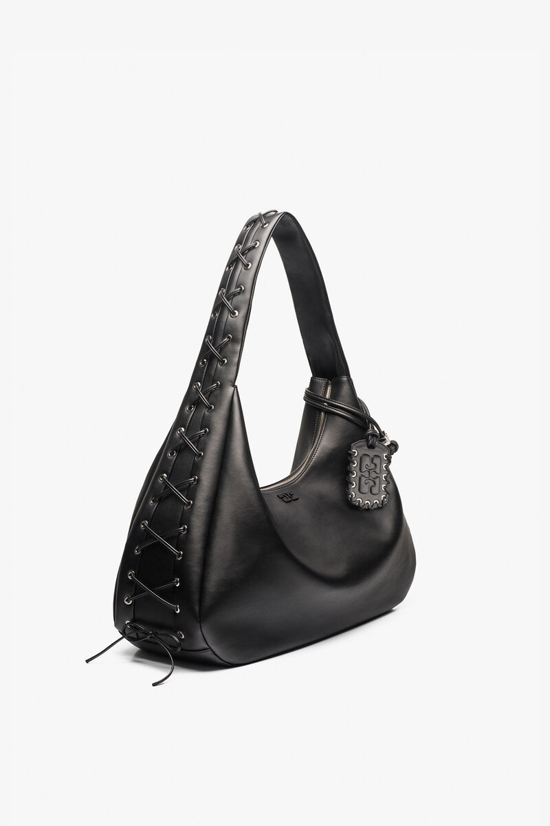 Ganni Black Xxl Hobo Bag