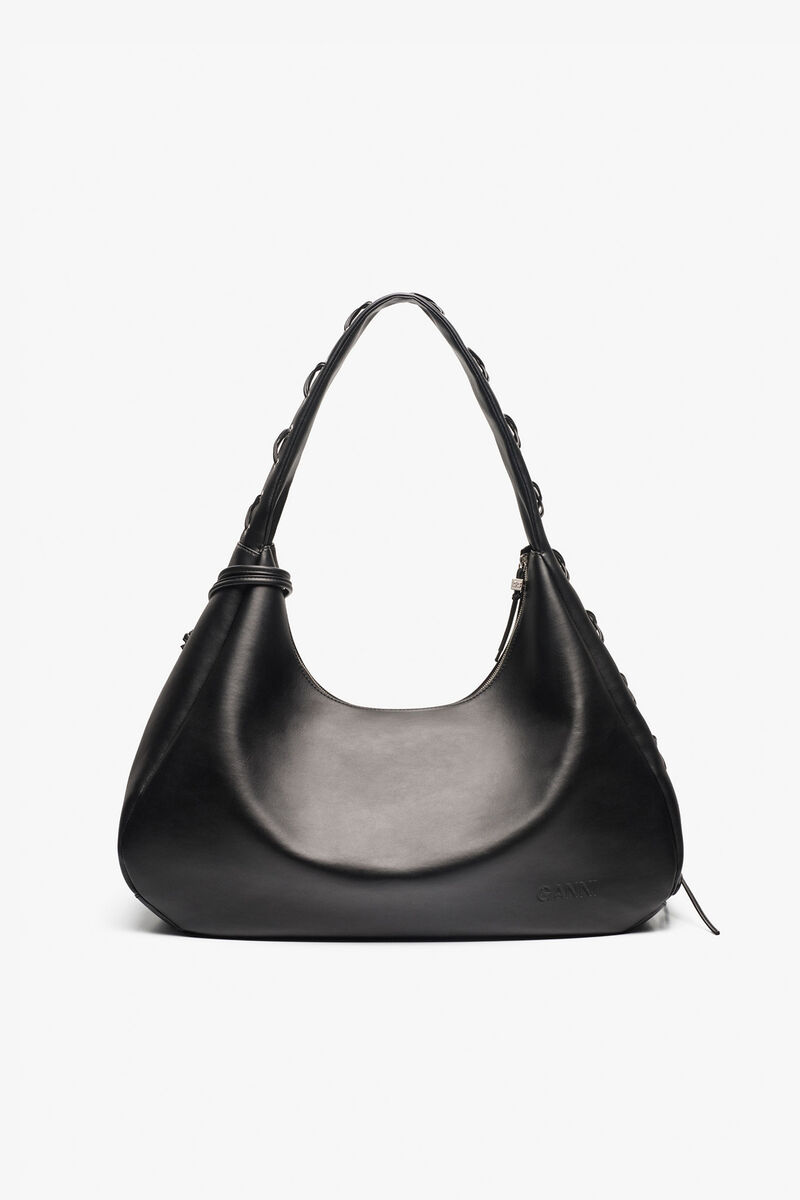 Ganni Black Xxl Hobo Bag