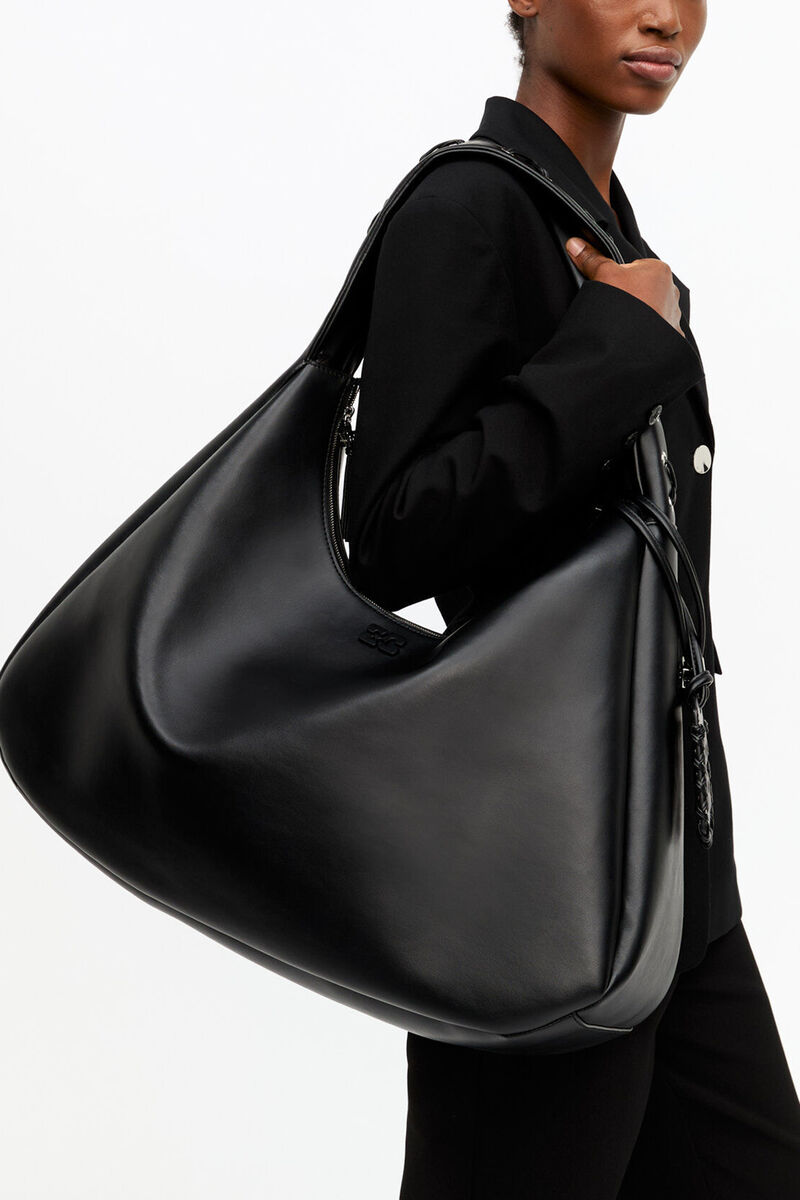 Ganni Black Xxl Hobo Bag