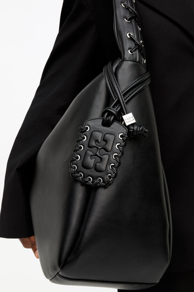 Ganni Black Xxl Hobo Bag