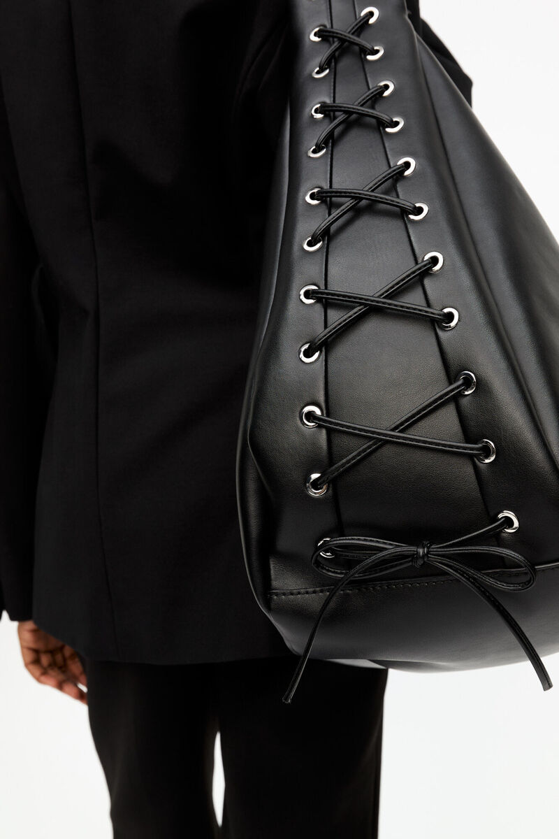 Ganni Black Xxl Hobo Bag