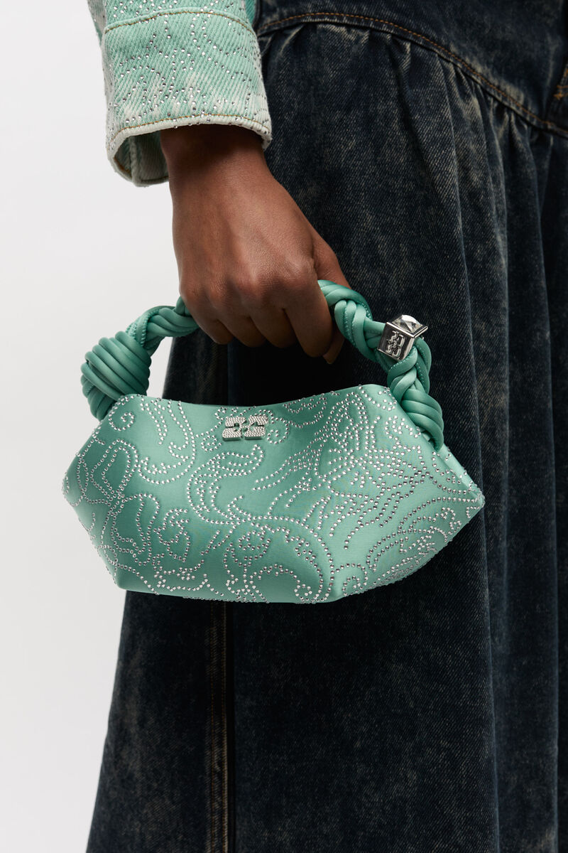 Ganni Brook Green Rhinestone Mini Bou Bag