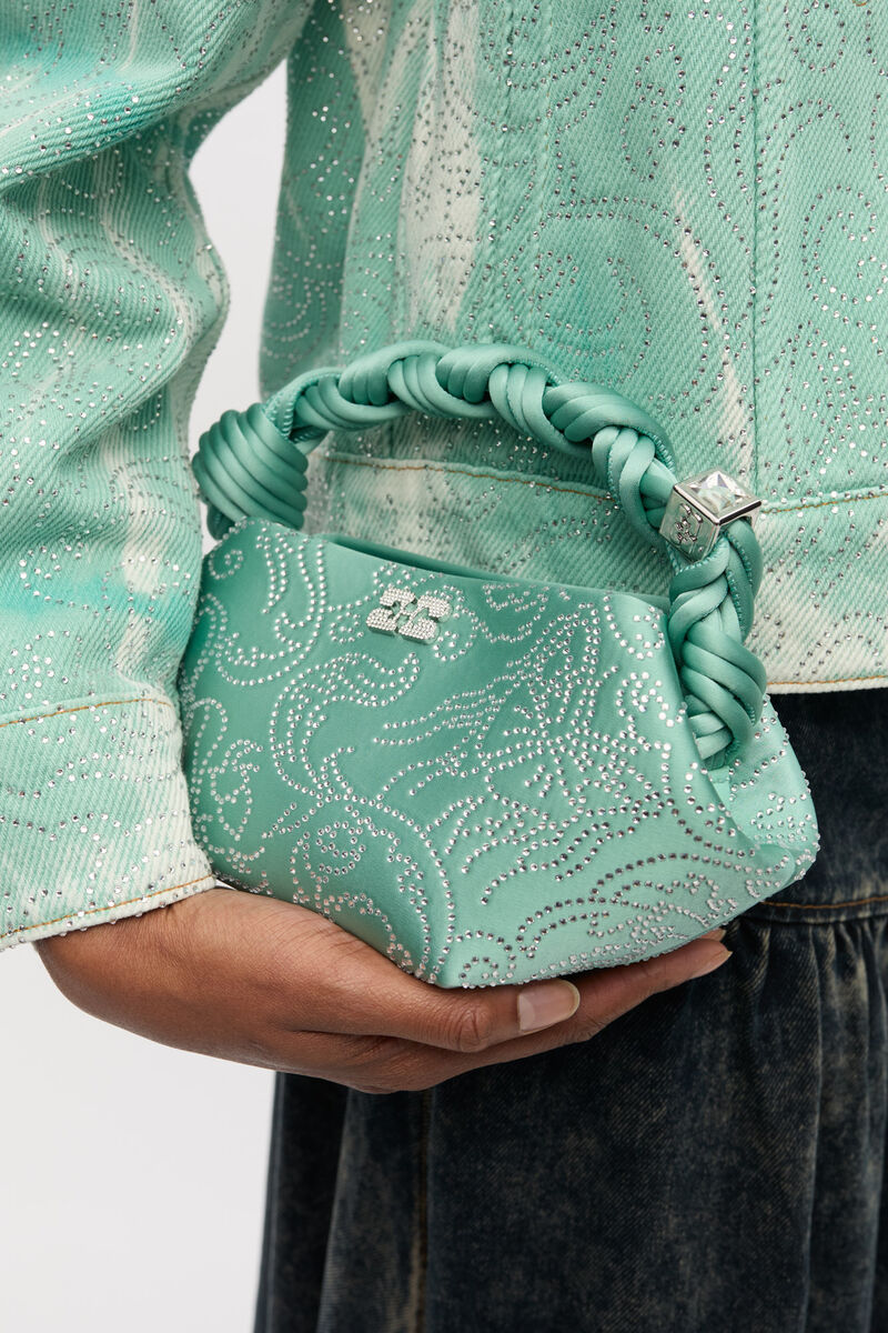 Ganni Brook Green Rhinestone Mini Bou Bag