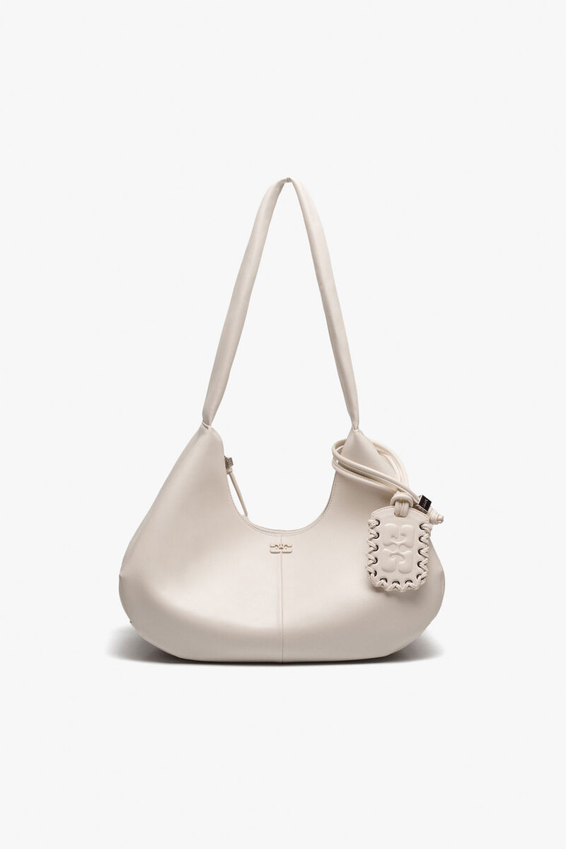 Ganni Egret Ivory Medium Hobo Bag