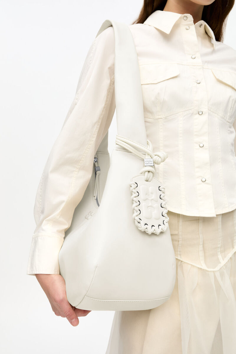 Ganni Egret Ivory Medium Hobo Bag