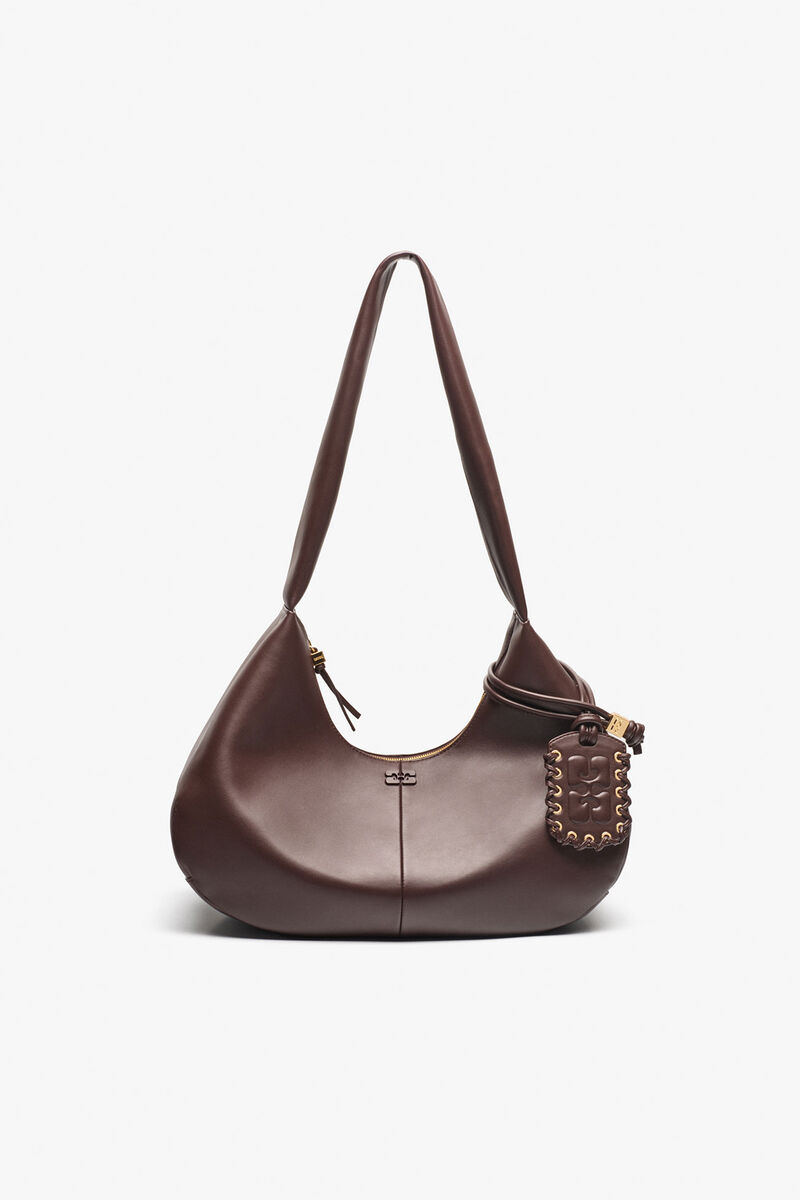 Ganni Seal Brown Medium Hobo Bag