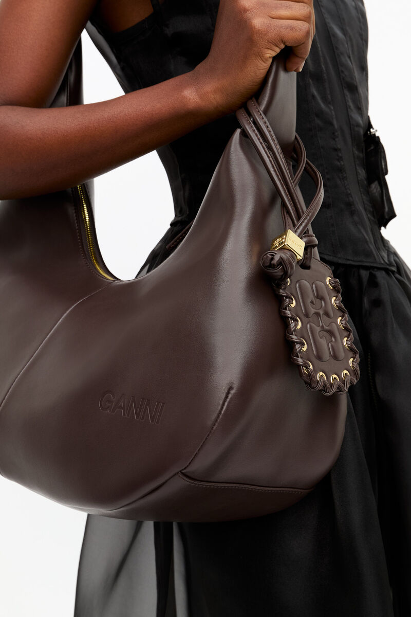 Ganni Seal Brown Medium Hobo Bag