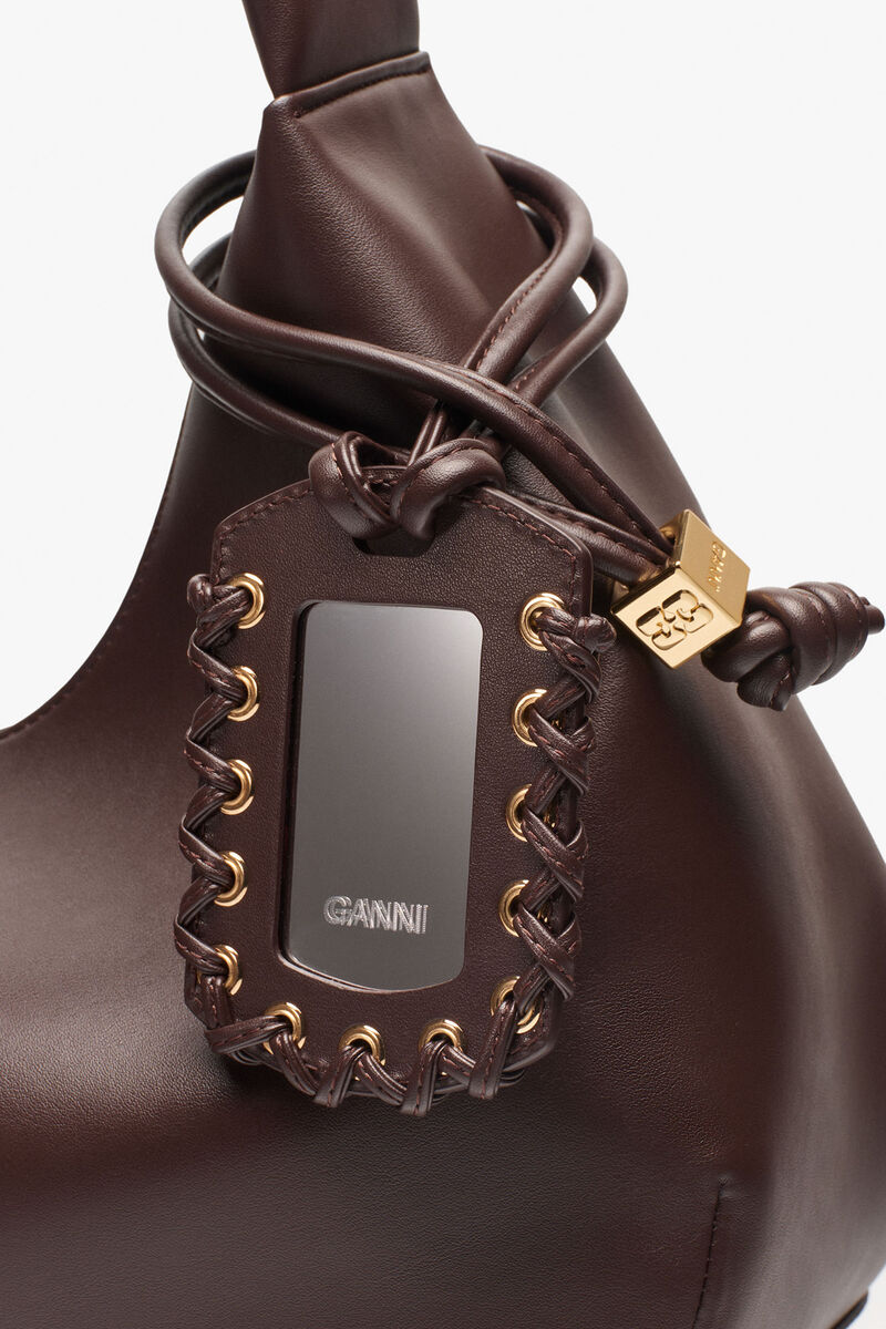 Ganni Seal Brown Medium Hobo Bag