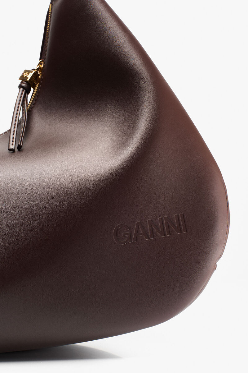 Ganni Seal Brown Medium Hobo Bag