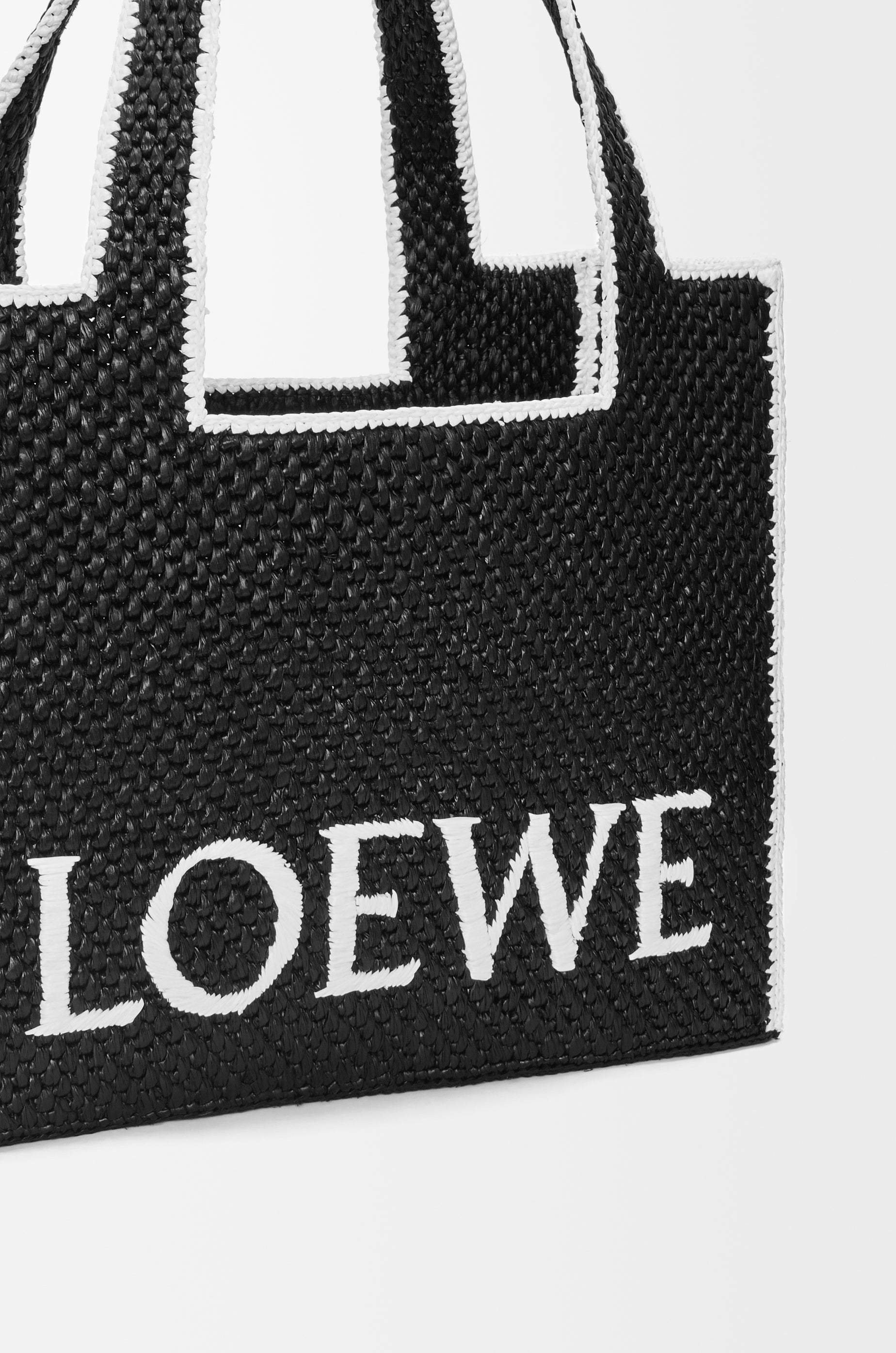 Loewe Large LOEWE Font Tote in raffia
