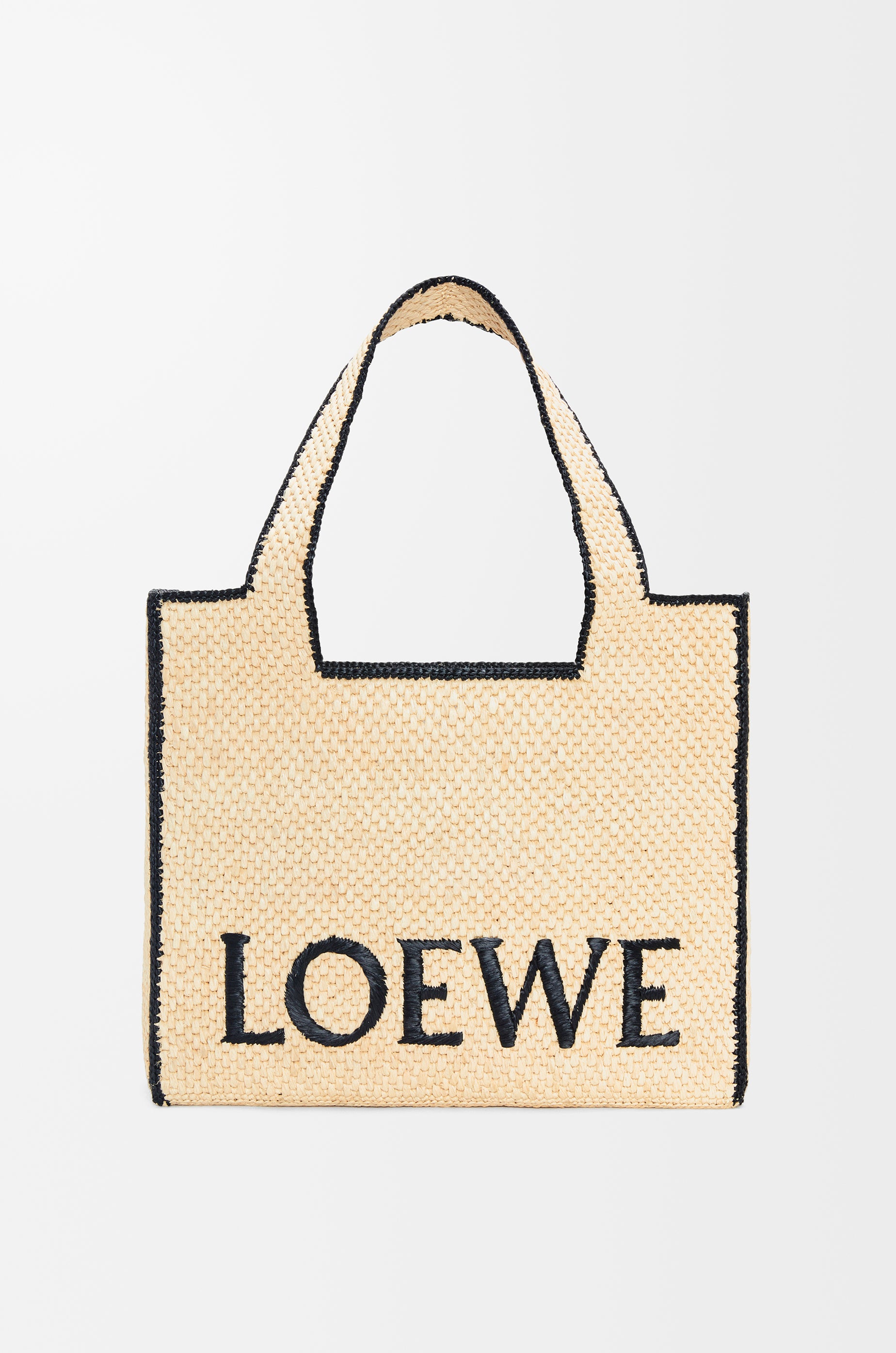 Loewe Large LOEWE Font tote in raffia