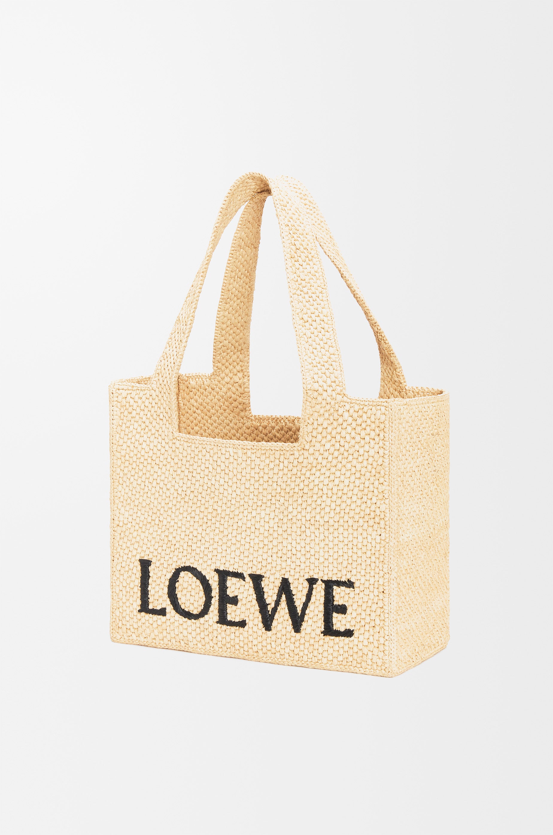 Loewe Medium LOEWE Font tote in raffia