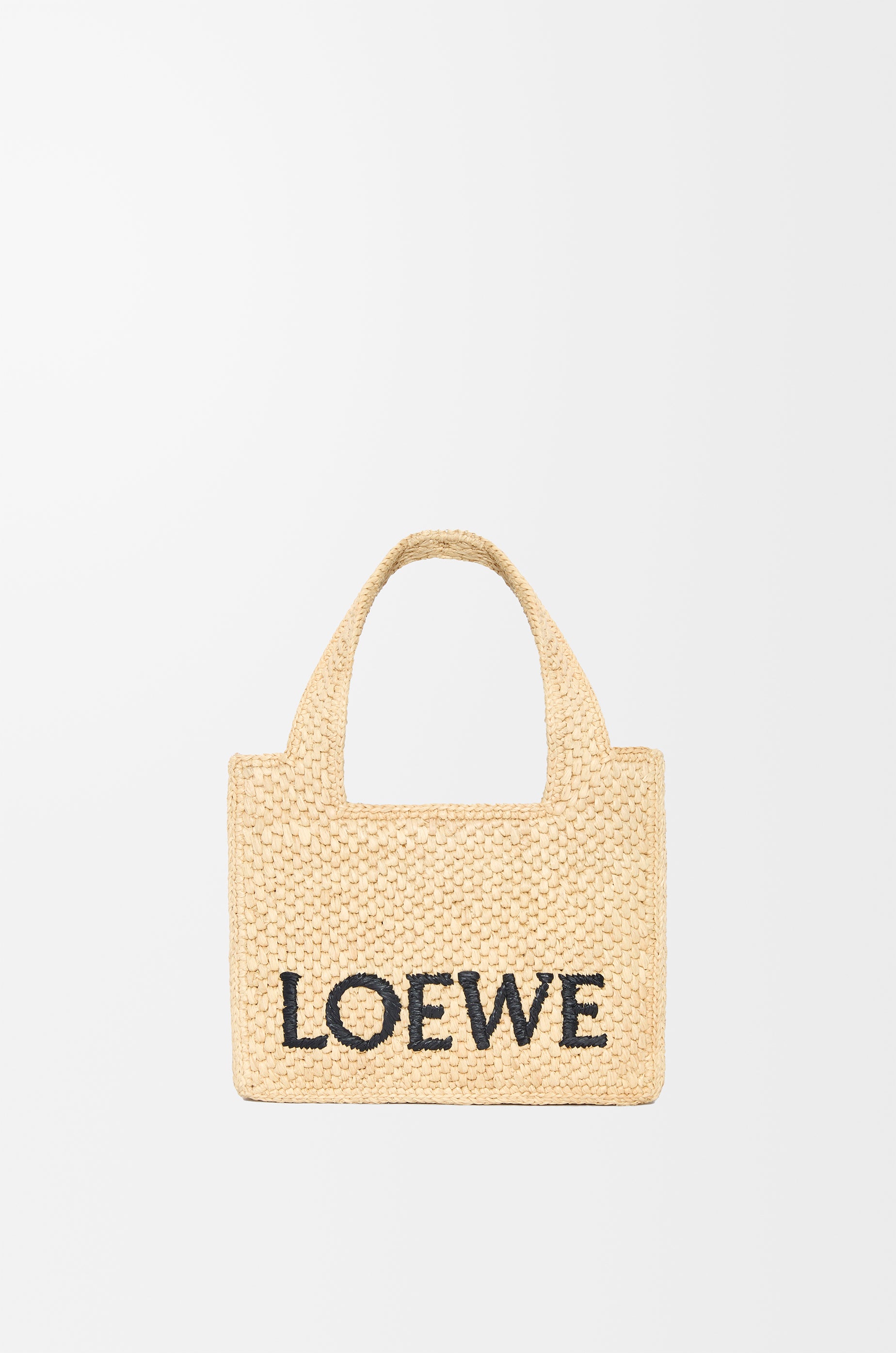 Loewe Mini LOEWE Font tote in raffia