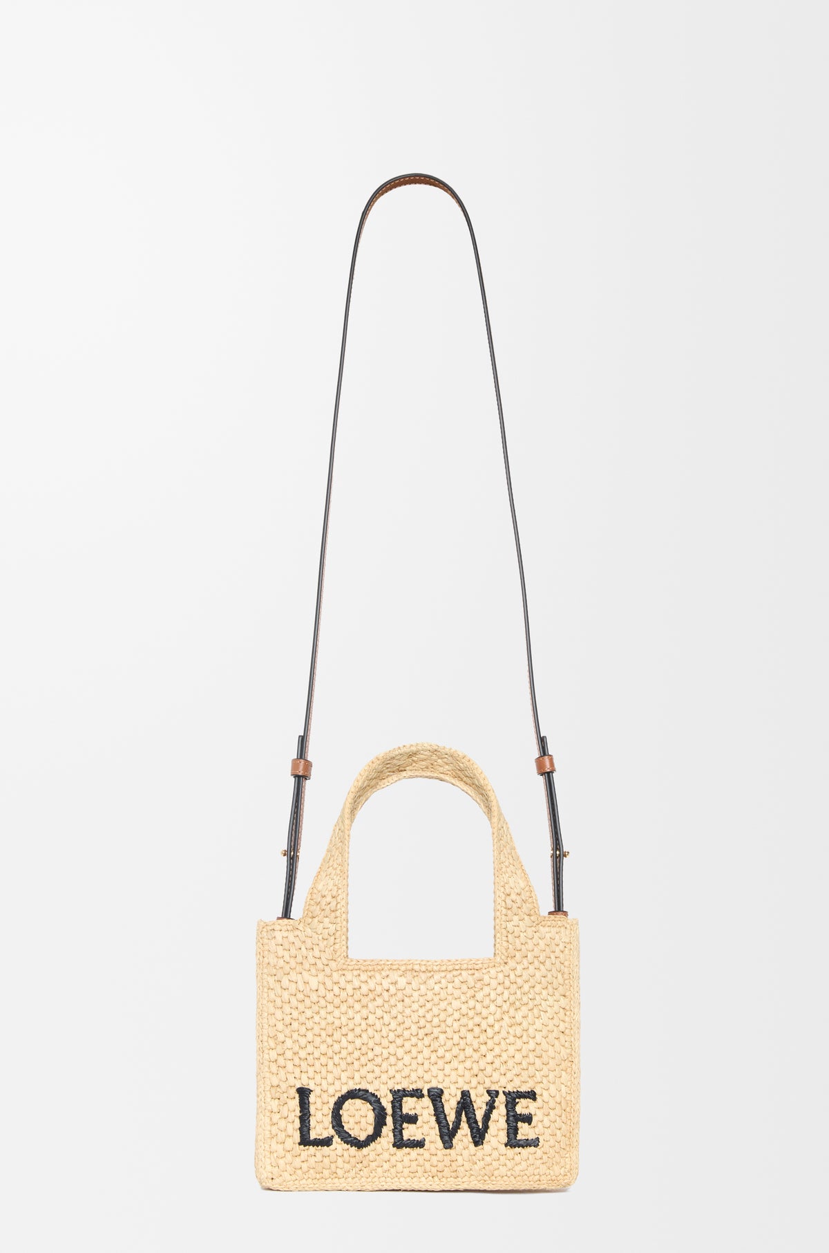 Loewe Mini LOEWE Font tote in raffia