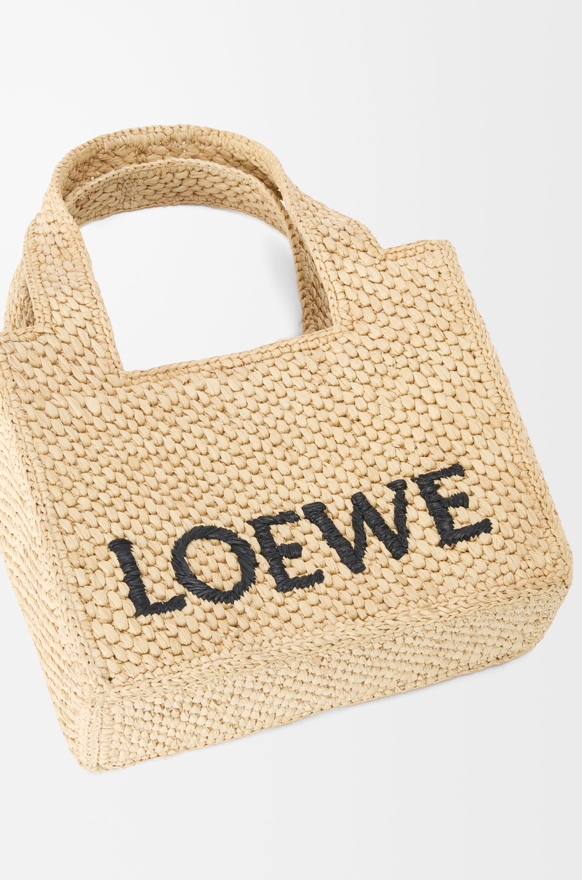 Loewe Mini LOEWE Font tote in raffia