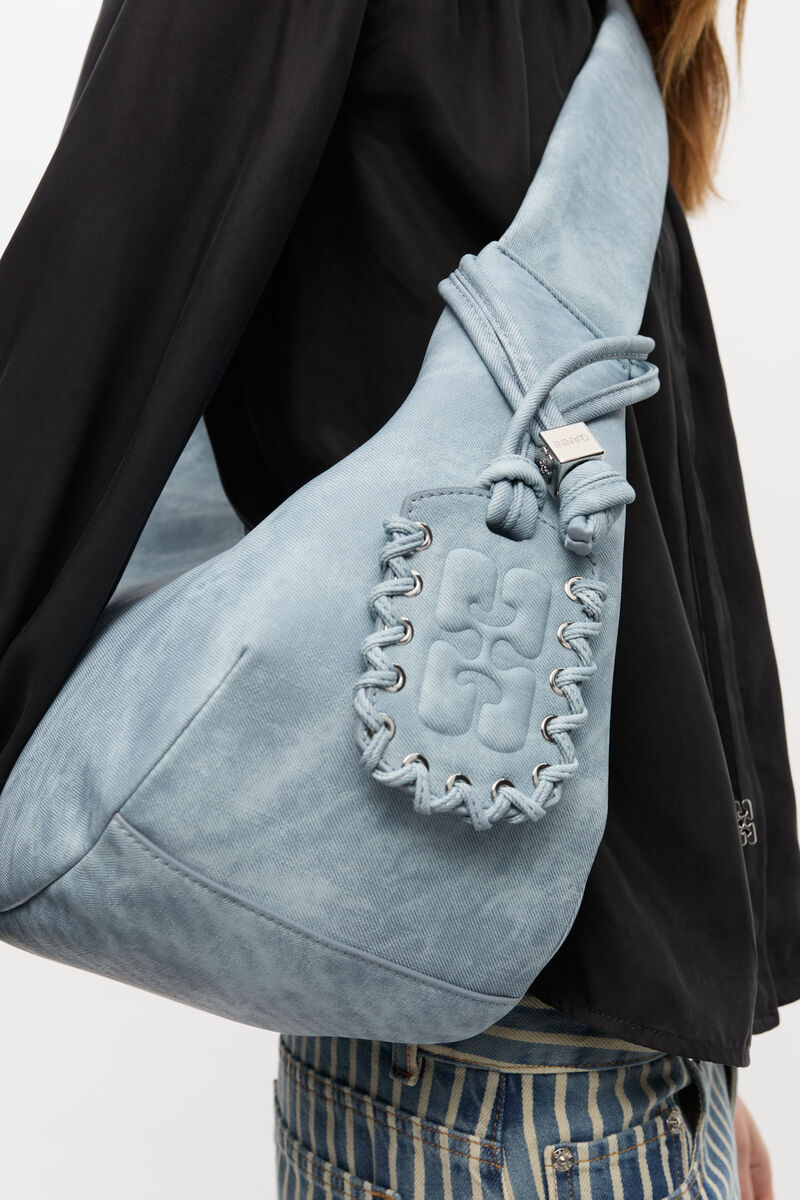 Ganni Celestial Blue Bleached Medium Hobo Bag