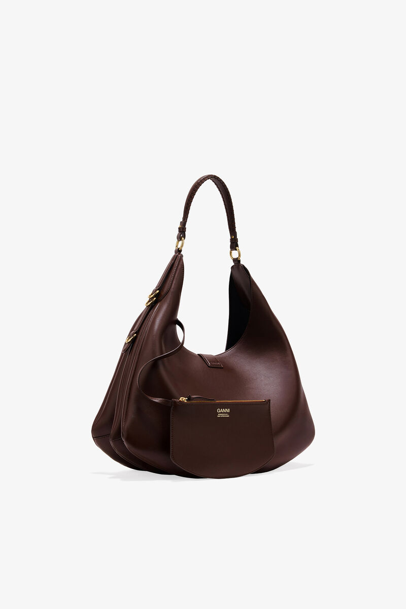 Ganni Chicory Coffee Brown Large Kat Bag
