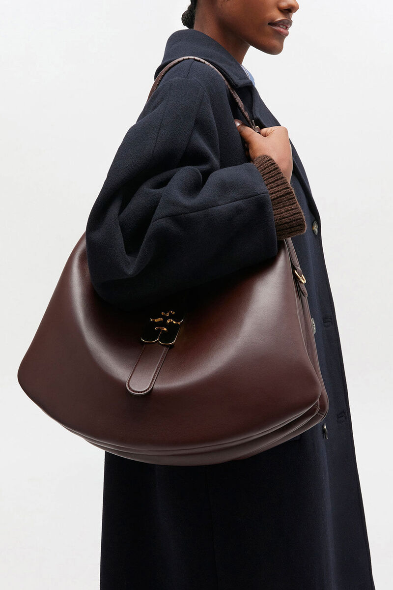 Ganni Chicory Coffee Brown Large Kat Bag