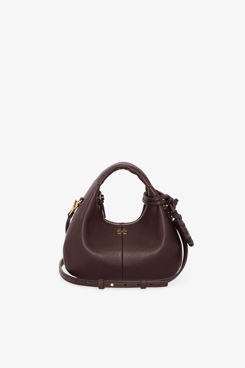 Ganni Chicory Coffee Brown Mini Hobo Bag