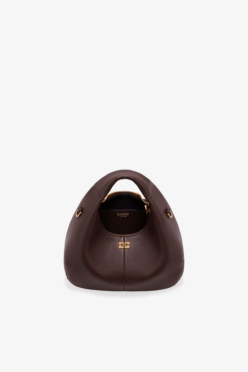 Ganni Chicory Coffee Brown Mini Hobo Bag