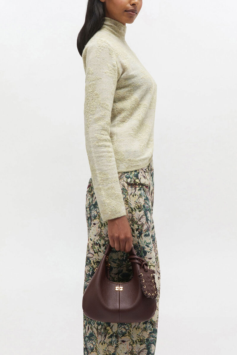 Ganni Chicory Coffee Brown Mini Hobo Bag