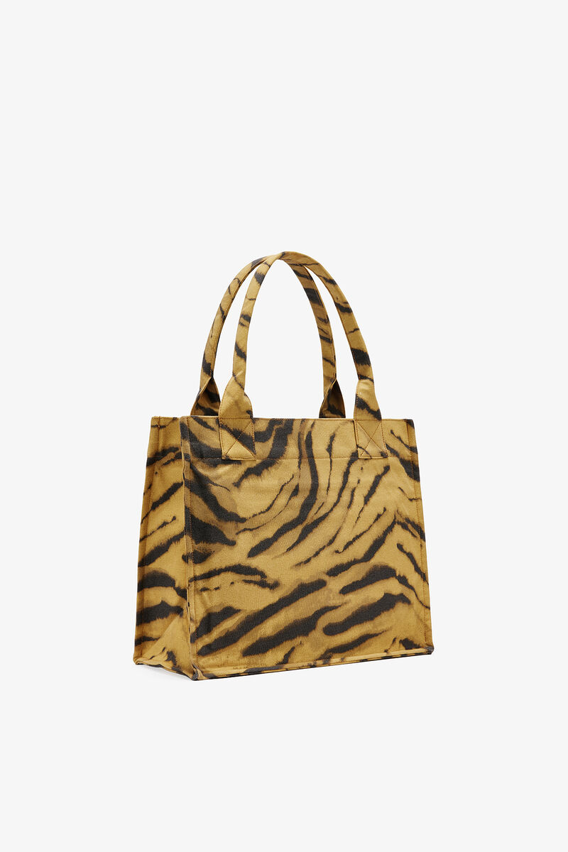 Ganni Khaki Zebra Print Large Tote