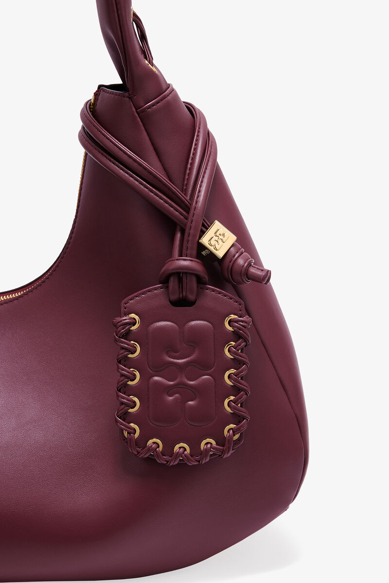 Ganni Burgundy Medium Laces Hobo Bag