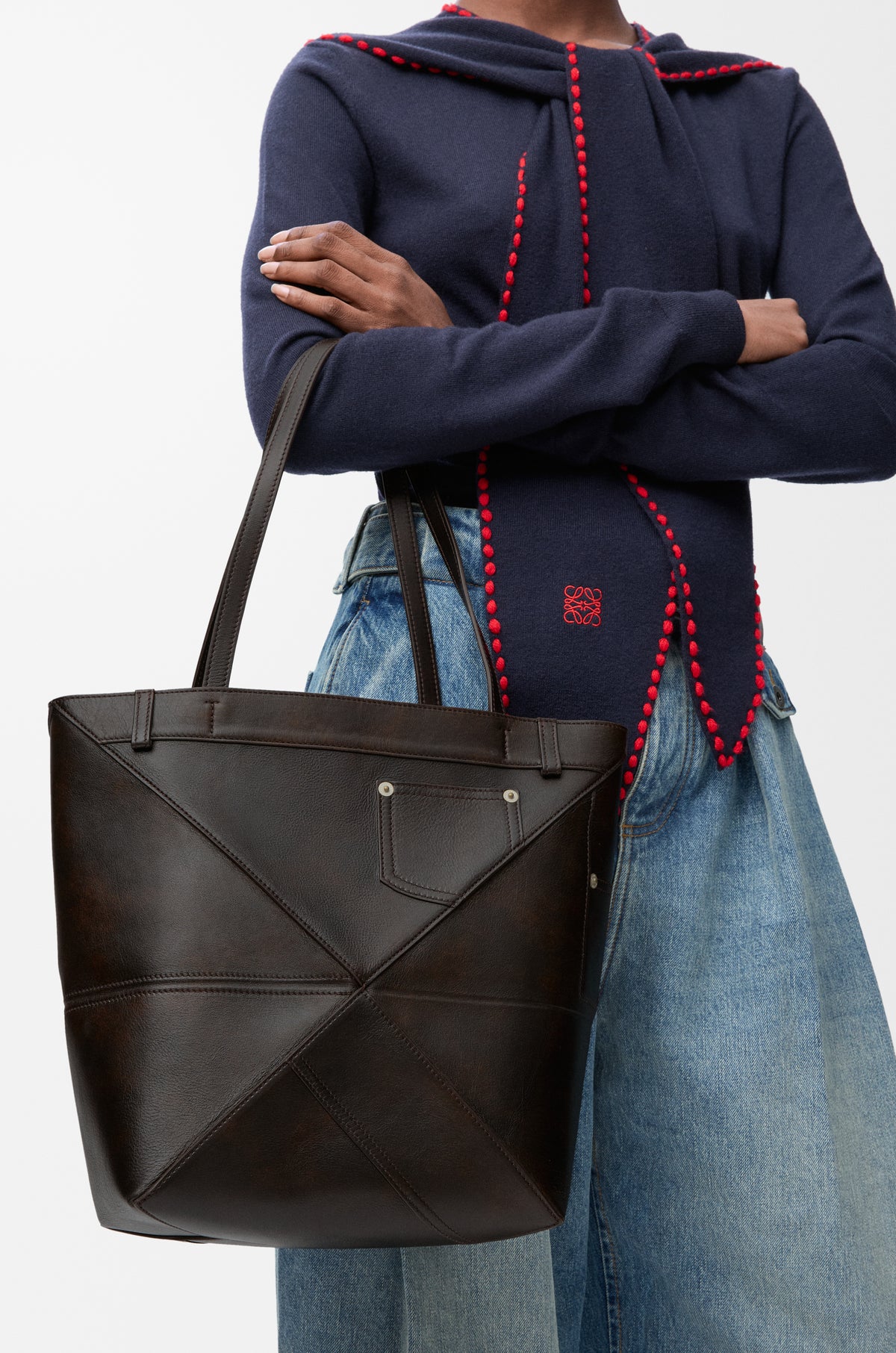 Loewe Panta medium Puzzle Fold tote in shiny calfskin