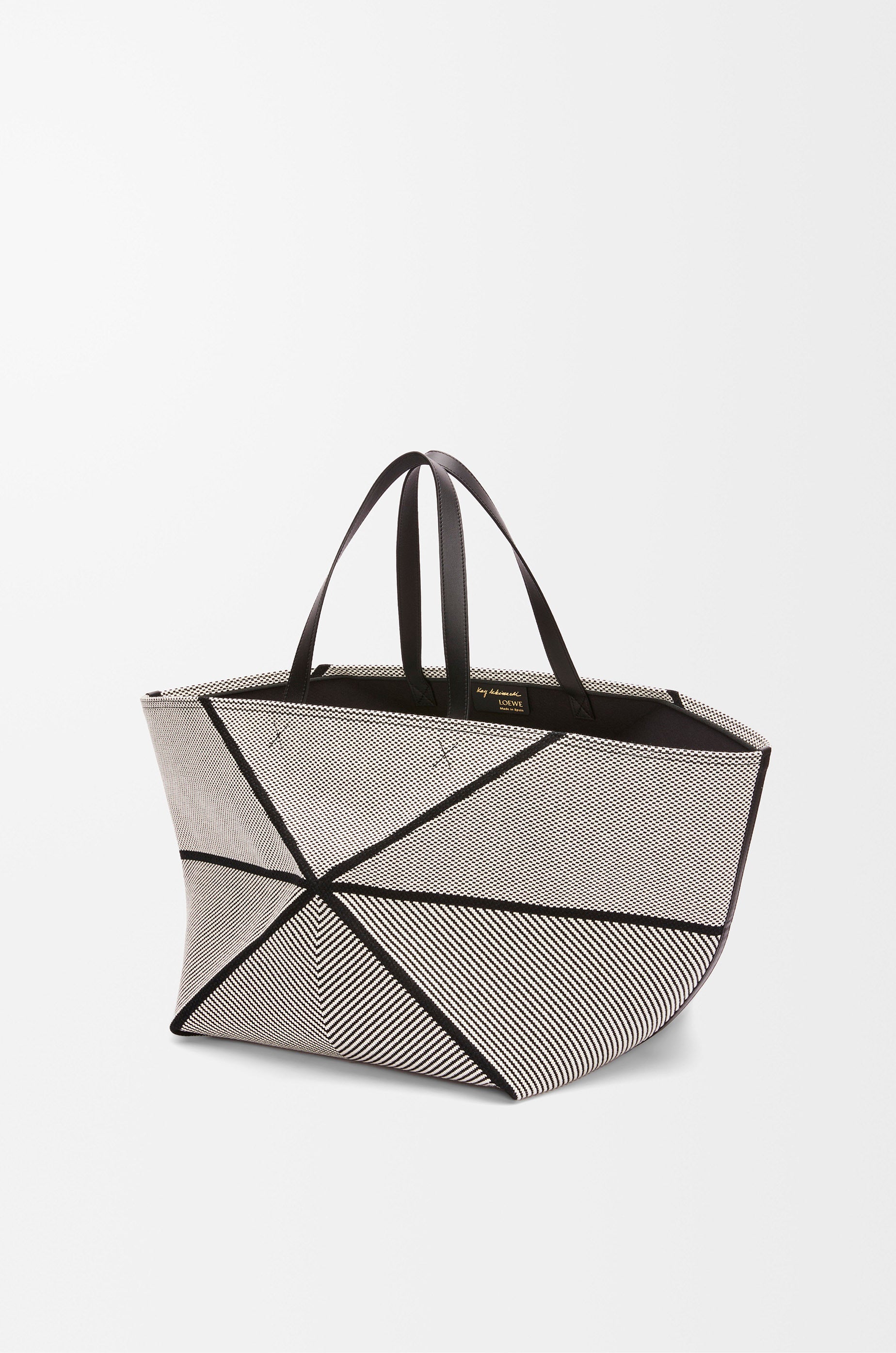 Loewe XXL Puzzle Fold tote in canvas jacquard and calfskin