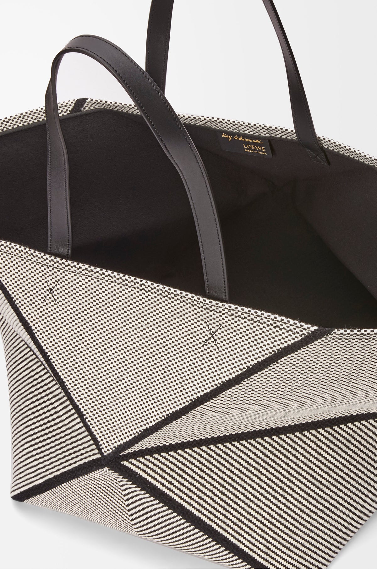 Loewe XXL Puzzle Fold tote in canvas jacquard and calfskin