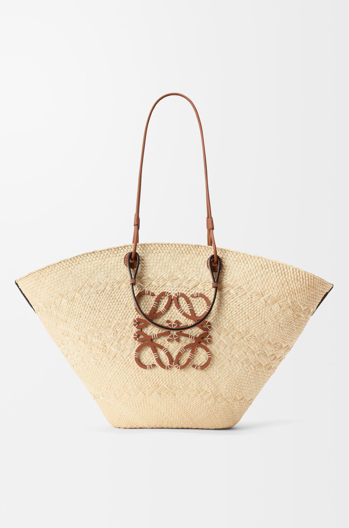 Loewe Large Anagram basket bag in iraca palm and calfskin