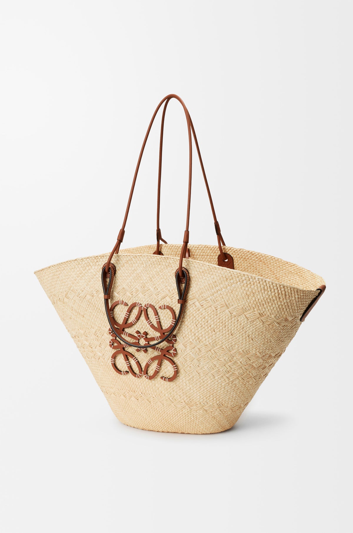 Loewe Large Anagram basket bag in iraca palm and calfskin