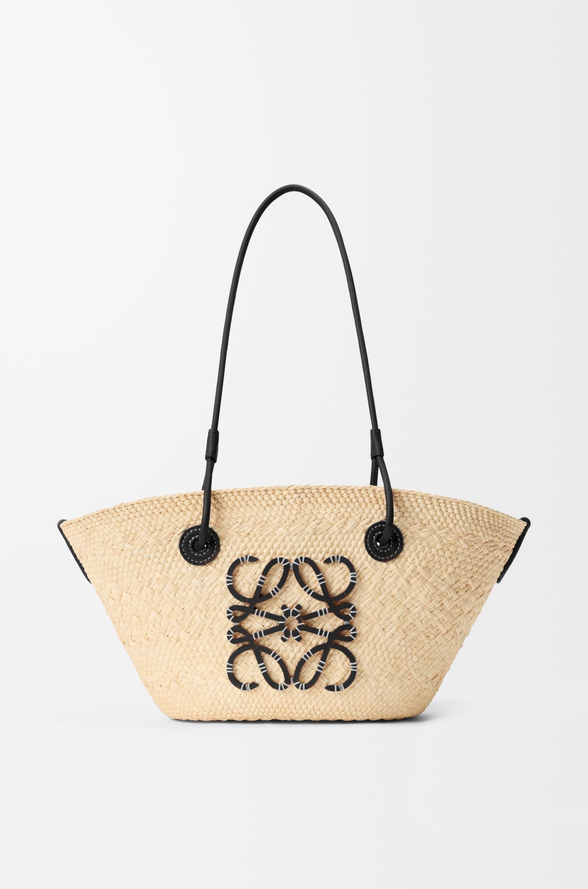 Loewe Small Anagram basket bag in iraca palm and calfskin