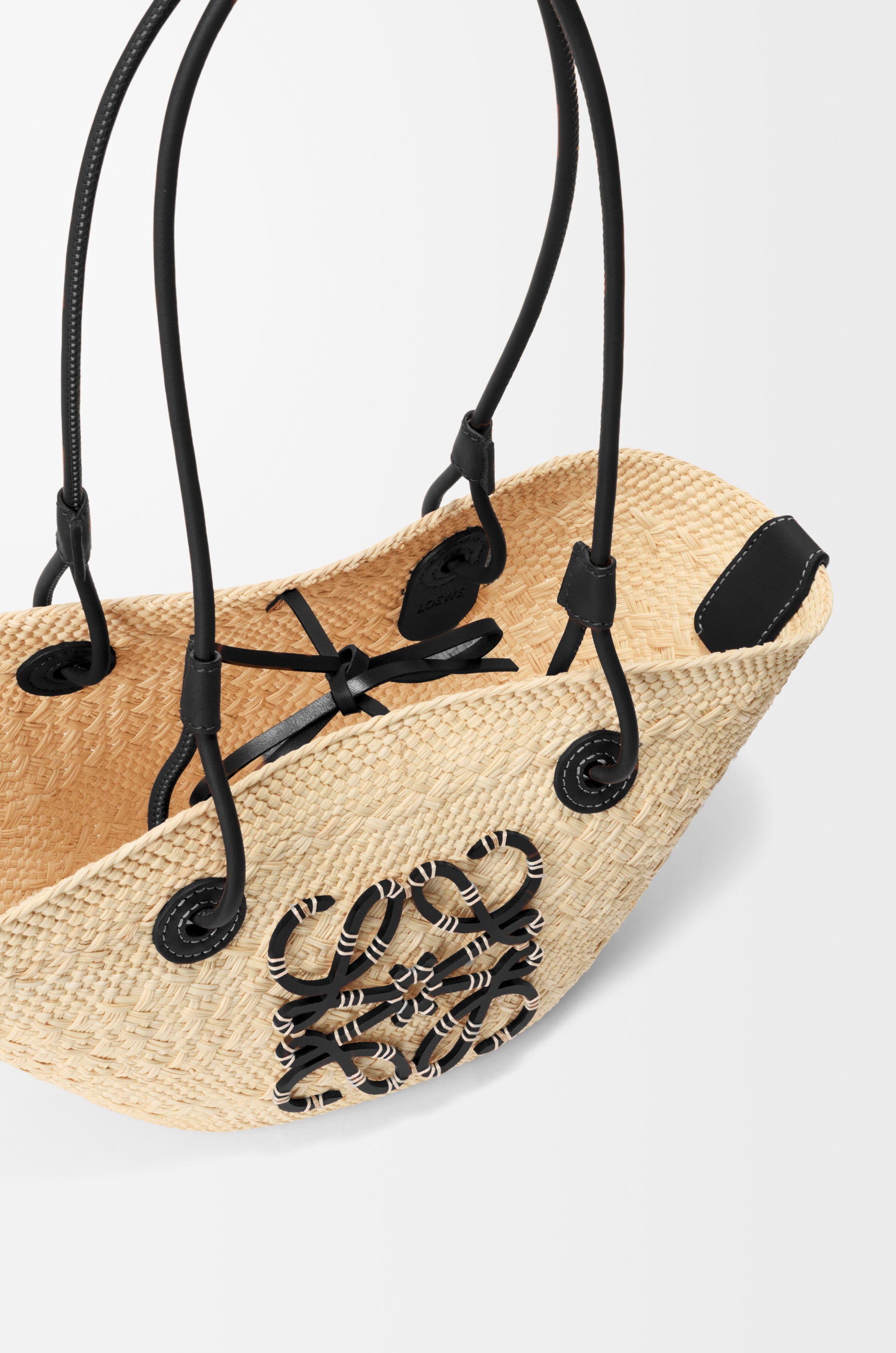 Loewe Small Anagram basket bag in iraca palm and calfskin