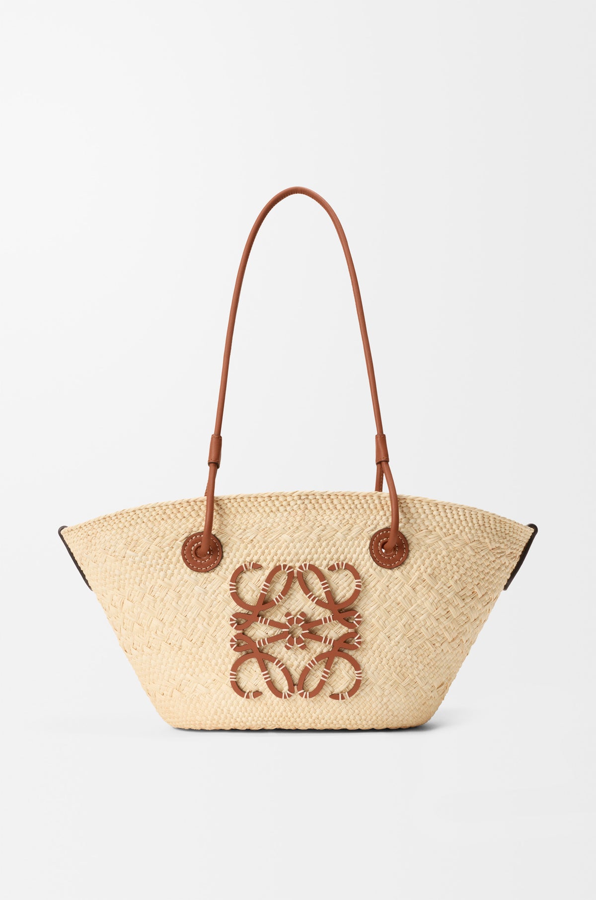 Loewe Small Anagram basket bag in iraca palm and calfskin