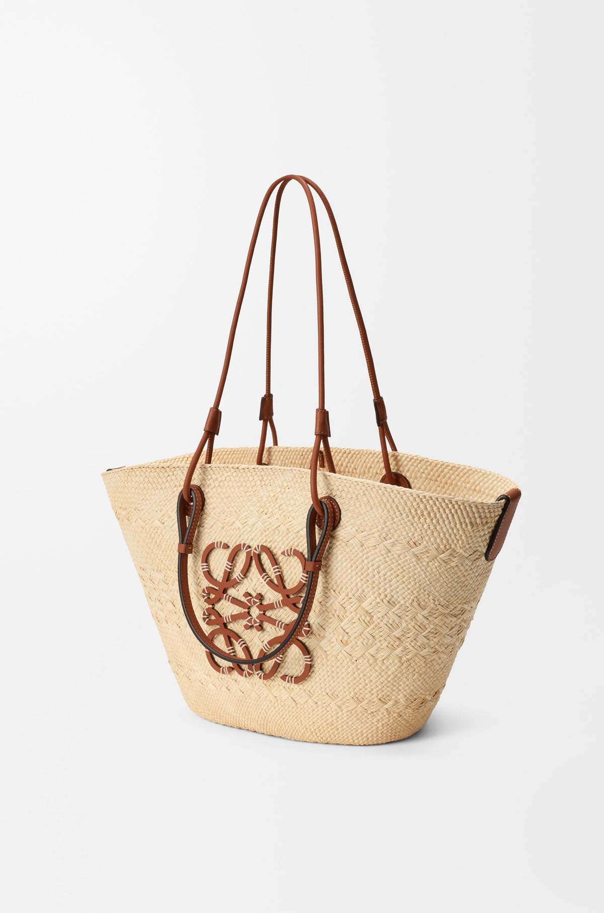 Loewe Medium Anagram Basket bag in iraca palm and calfskin