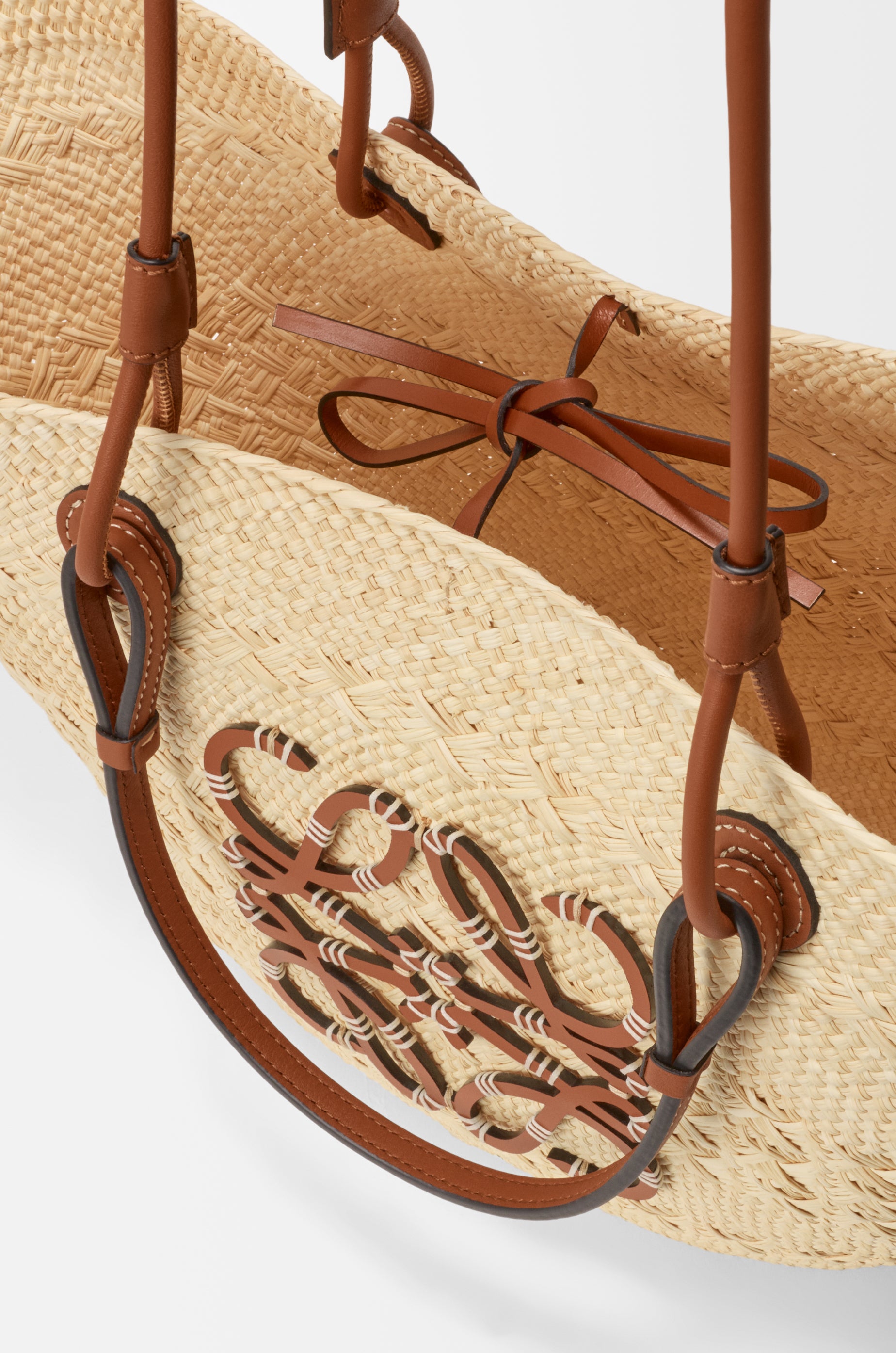 Loewe Medium Anagram Basket bag in iraca palm and calfskin