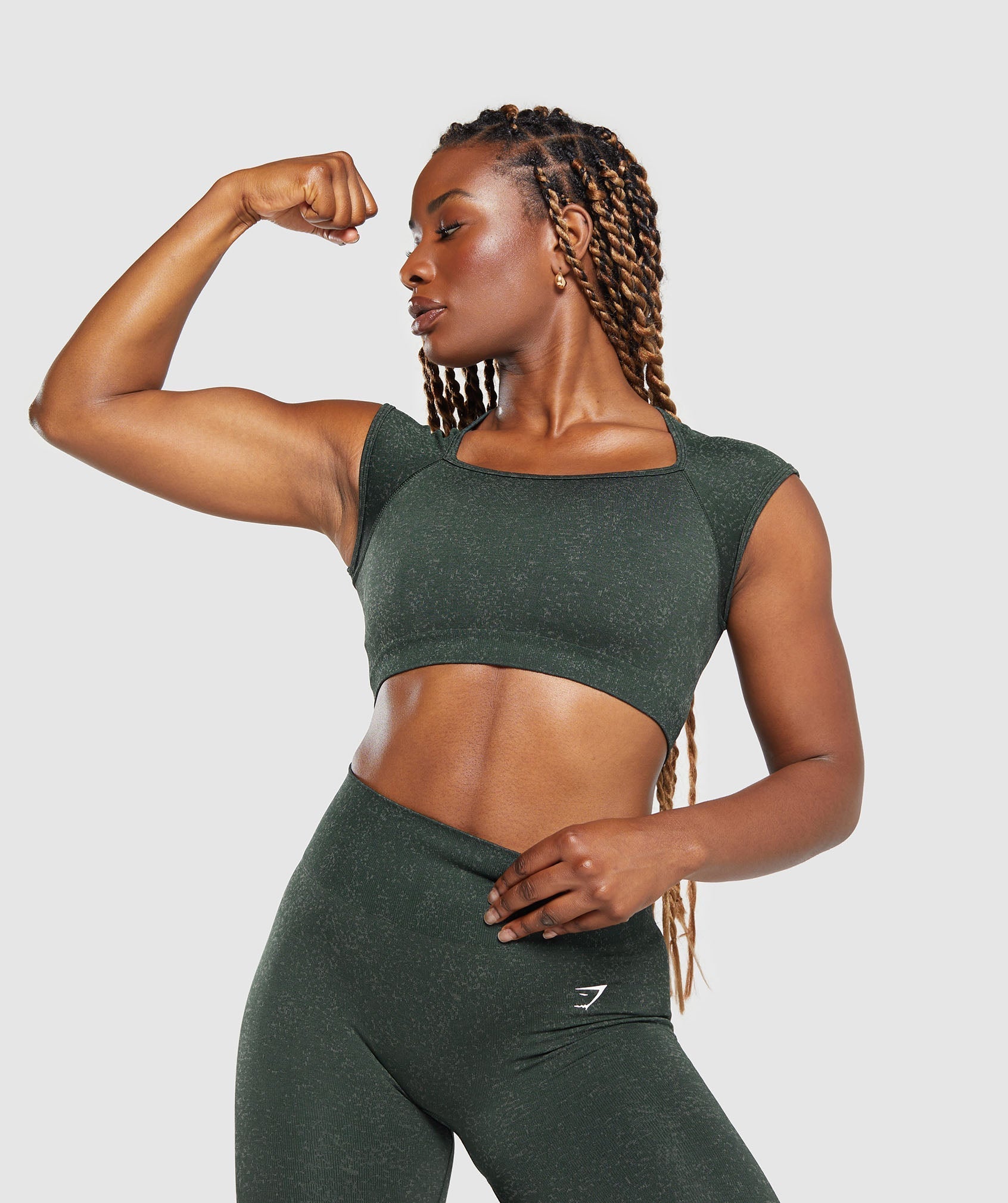 Women's Gymshark Adapt Fleck Seamless Crop Top Victory Green