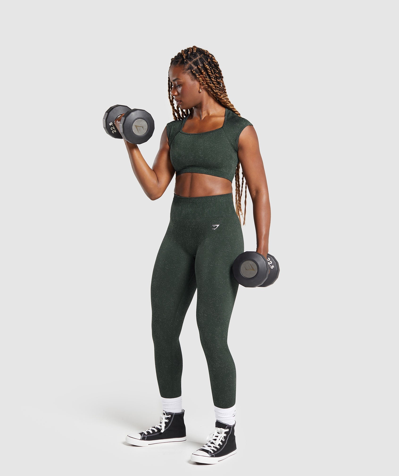 Women's Gymshark Adapt Fleck Seamless Crop Top Victory Green
