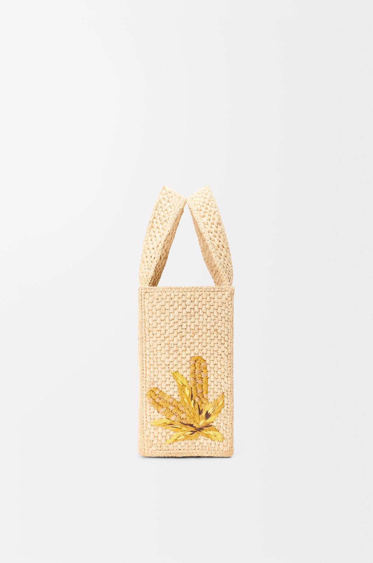 Loewe Small LOEWE Font tote in raffia