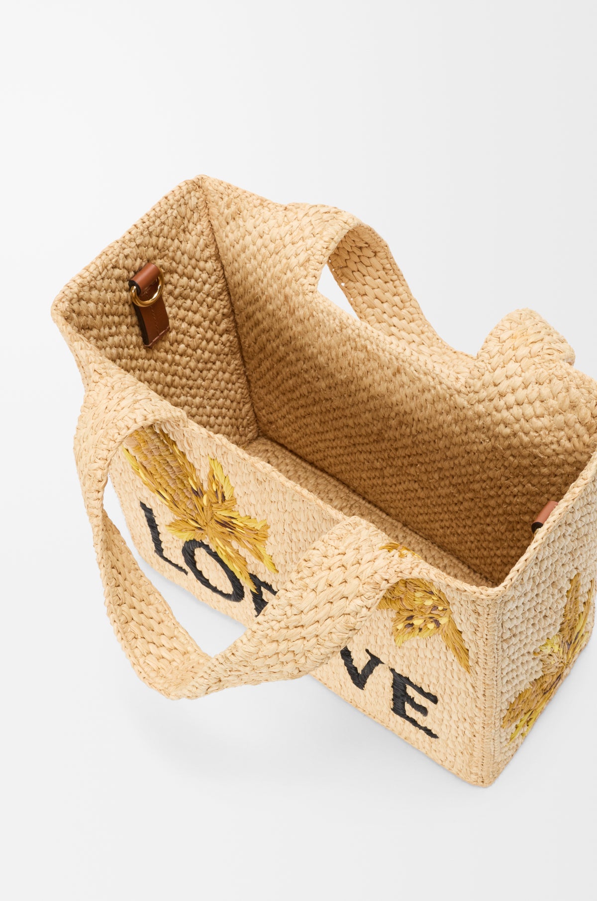 Loewe Small LOEWE Font tote in raffia