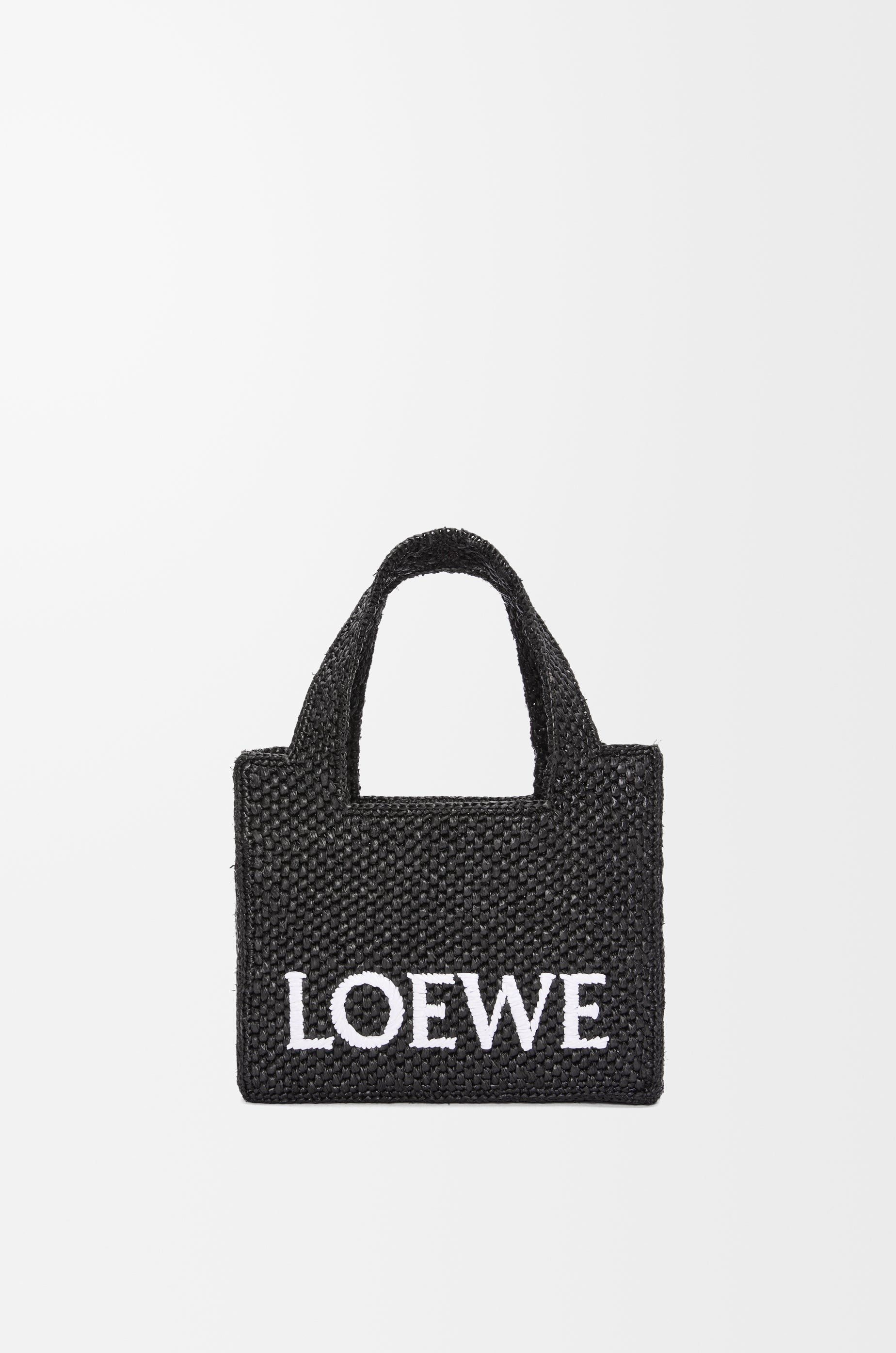 Loewe Mini LOEWE Font tote in raffia